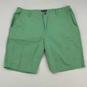 Express Mens Mint Green Chino Shorts Size 38 Flat Front 100% Cotton Casual
